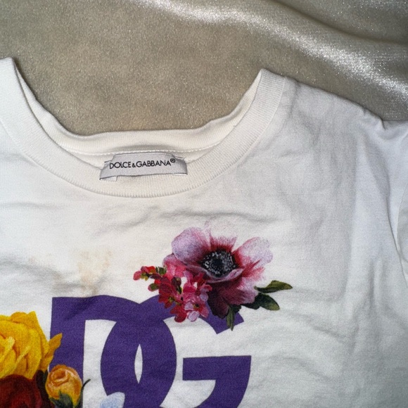 Dolce & Gabbana Kids Purple Logo Floral Tee - Picture 2 of 4